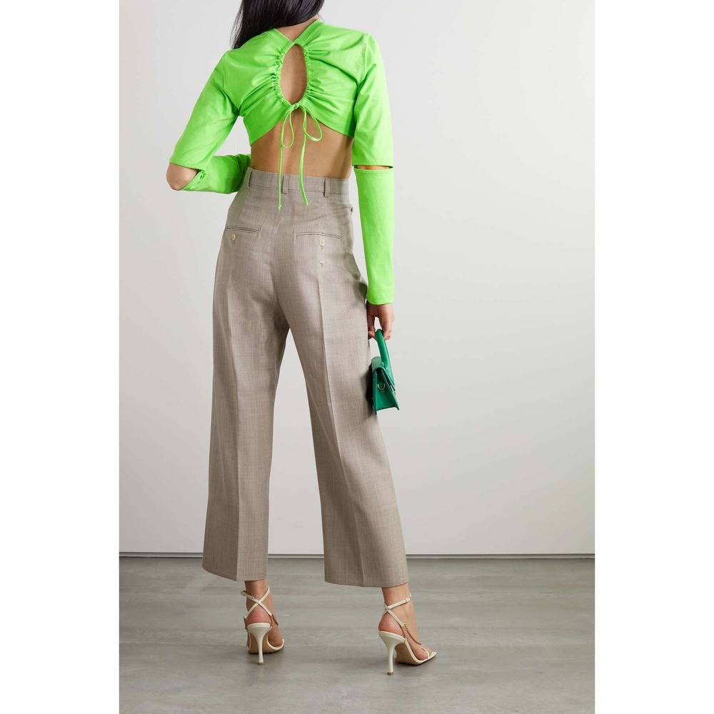 Jacquemus Le NWT Tshirt Piccola Green Long Sleeve Open Back Crop Top Size M